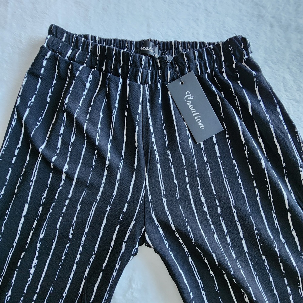 NEW Wide Wide Leg Pants Womens Small Stretch Waist Vacation Casual Resort Office - Picture 4 of 11